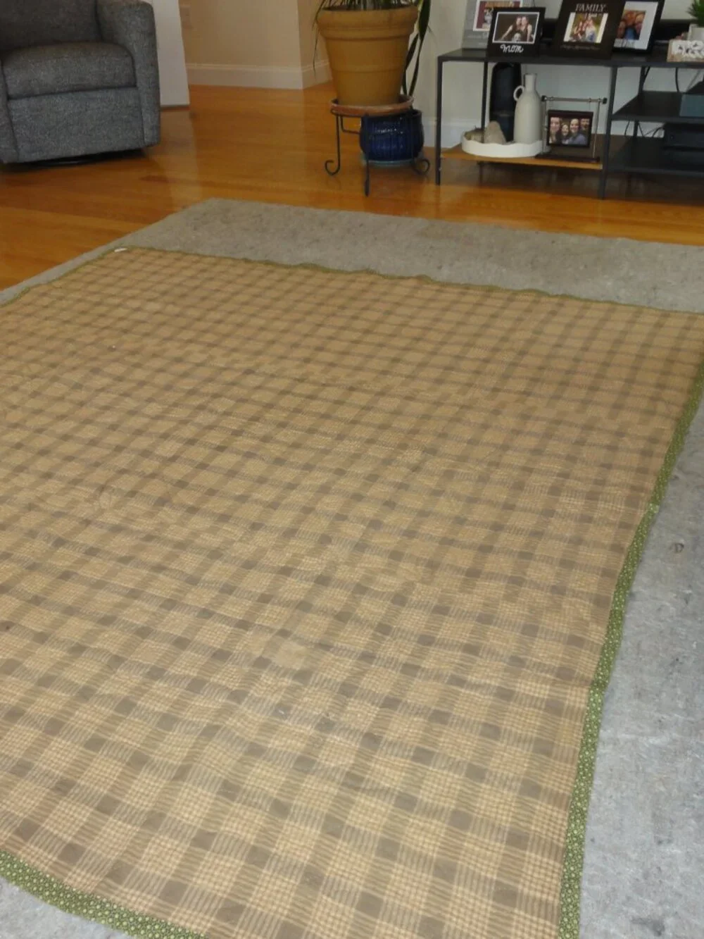Antique Signed 1896 Red, Green, Brown, Star Patterned Quilt EXCELLENT CONDITION!